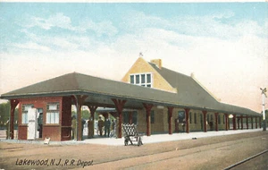 Lakewood NJ Railroad Depot Train Station Postcard - Picture 1 of 2