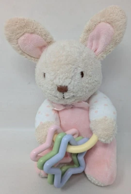Vintage Carters Prestige White Bunny Rabbit Plush Rattle Stuffed Animal Baby 90s - Image 1 of 4