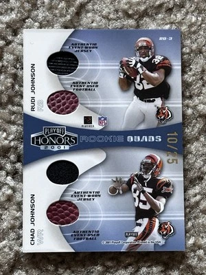 2001 Honors Rookie Quads Jerseys & Footballs /25 Rudi Johnson Sage Rosenfels RC - Image 1 of 2