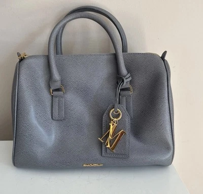 ISAAC MIZRAHI Cartera de Cuero Gris con Cremallera Cuero Genuino Dije Nuevo Sin Usar Sin Correa Foto 1 de 4