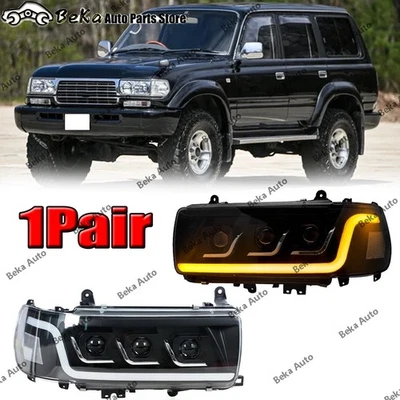 1对LED前灯适用于陆地巡洋舰FJ80/LC80 1991 1992 1993-1997升级 — 第 1/4 张图片