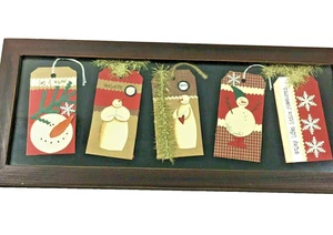 Etiqueta de Navidad muñecos de nieve rectangular enmarcado arte de pared debajo del vidrio decoración del hogar - Imagen 1 de 9