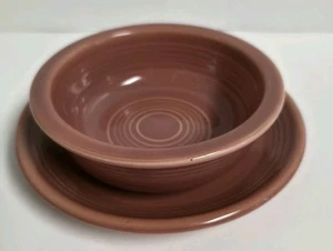 Vintage Fiesta Rose Pink Bowl & Saucer Set HLC USA 1950s Discontinued Color - Picture 1 of 9