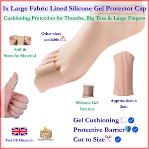 1x LARGE Foot Toe Fabric Bandage Finger Tube Gel Protector Feet Pain Relief UK - Picture 1 of 9