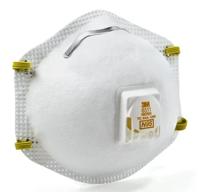 3M 8511 N95 Particulate Respirator Protection Face Masks Exhalation Valve 10/Box - Image 1 of 2