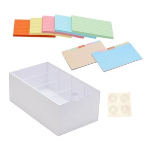 3x5'' Index Card Holder, Acrylic Business Index Card Box with Dividers, Trans... - Picture 1 of 7