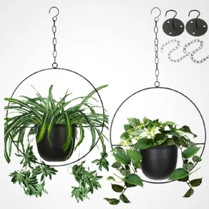 2 Pack Hanging Planters for Indoor Plants with 5.5"Pot + Ceiling Hook Extender - Picture 1 of 6