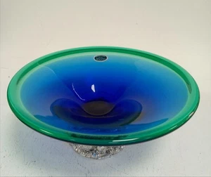 Vintage Murano Glass Centerpiece Bowl with Ornate Silver Toned Base Pre Owned - Picture 1 of 8