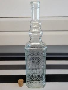 1 CLEAR GLASS SQUARE CRAFTS CO DECORATIVE BOTTLE 12.25 INCHES 26 OZ - Picture 1 of 8