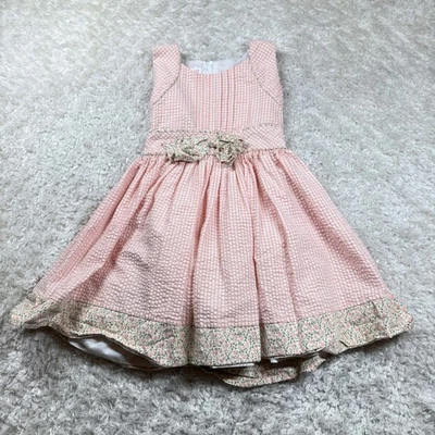 Vestido Bonnie Jean Niña 7 Rosa Guinga Floral Lazo Vestido Fiesta de Pascua Coqueta Foto 1 de 4