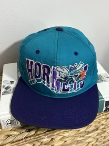 Vintage Charlotte Hornets Snapback Hat G Cap 90s NBA Blockhead Men’s - Picture 1 of 5