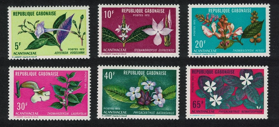 Flowers Varieties of Acanthus 6v Gabon 1972 MNH SG#449-454 MI#464-469 - image 1 of 1
