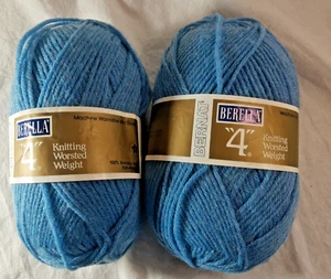 Lot 2 Skeins Bernat Berella 4 Afghan Knitting Yarn Heather Blue 8968 Lot AS - Picture 1 of 3