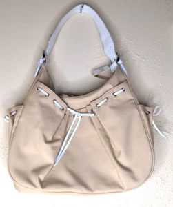 NOS NEW Vintage Gianni Bini Beige White Bow Pockets Shoulder Handbag Purse Bag - Picture 1 of 5