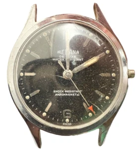 Vintage Black Dial Manual Wind Medana Delux 17j Swiss Watch - Picture 1 of 11