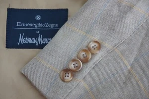 Ermenegildo Zegna Beige Amarillo Azul Cuadros Mezcla de Seda Deporte Abrigo 40R - Imagen 1 de 9