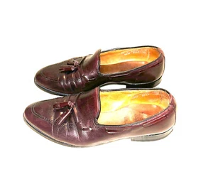 Allen Edmonds Grayson Burgundy Tassel Leather Business Loafers Size 9.5 E - Picture 1 of 14