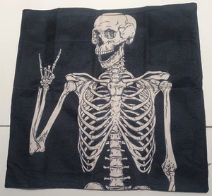 1pc Halloween Skull Cushion Cover Cotton Linen Throw Decor Black Pillow Case - Picture 1 of 2