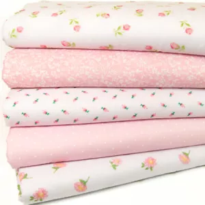 Fat Quarter Fabric Bundle PINK ROSE DAISY TULIP SPOT Polycotton Craft Material - Picture 1 of 6