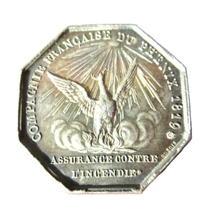FRANCE-1845/60 -PHOENIX -INSURANCE Co- SUPERB SILVER JETON-RARE - Picture 1 of 2