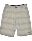BILLABONG Mens Chino Shorts W32 Medium Grey Striped Polyester ZK15