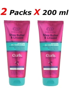 2 Packs Eva Hair Clinic Curls LEAVE IN CREAM With Shea Butter & Linseed 200 ml - Picture 1 of 3