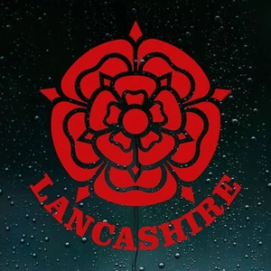 Lancashire County Text Red Rose Self-Adhesive Vinyl Decal Car Bumper Sticker - Picture 1 of 6
