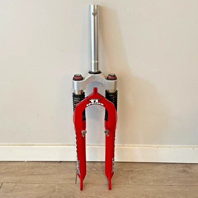 Vintage Answer Manitou TI Spring Titanium Fork 1 1/8” Threadless 7.5" RETRO Red - Image 1 of 4