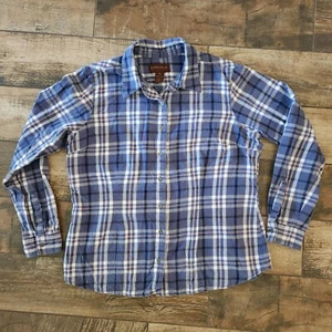 Lincoln Outfitters Long Sleeve Button-Down Blue Plaid Womens Shirt XL Cotton - Picture 1 of 10