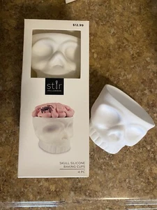 Stir Halloween Kooky Creepy Skull Cupcake Molds Silicone Baking NIB New 4 Pack - Picture 1 of 4