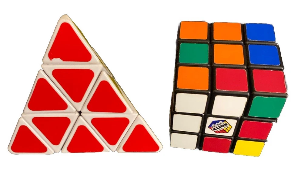 Rubiks Cube 3x3 and Rubiks Pyramid Lot of 2 Puzzles - Image 1 of 2