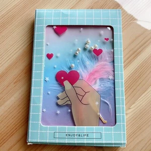 Heart Design PVC colorful Journal Notebook calendar with Pearls and Feather - Picture 1 of 7