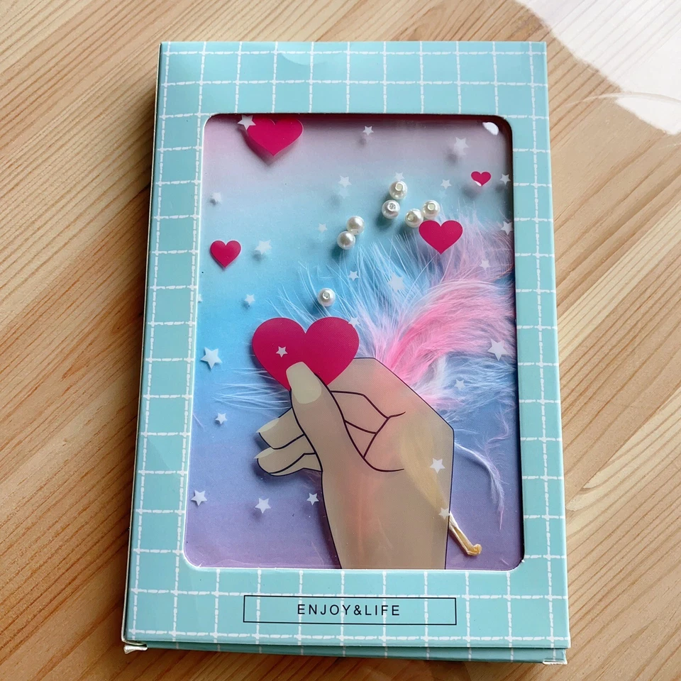 Heart Design PVC colorful Journal Notebook calendar with Pearls and Feather - Image 1 of 4