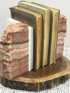 Polished Natural Stone Crystals Bookend Set Vintage 7in Height 3-4 in. Width - Picture 1 of 22