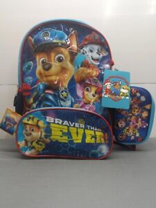 Paw Patrol the Movie Backpack Nickelodeon School Bookbag Pencil holder Name Tag