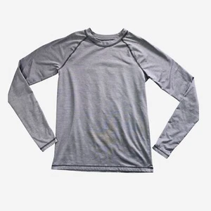 Boys XL 16 Gray Athletic Long Sleeve Shirt Stretch Moisture Wicking Thumb Holes - Picture 1 of 6