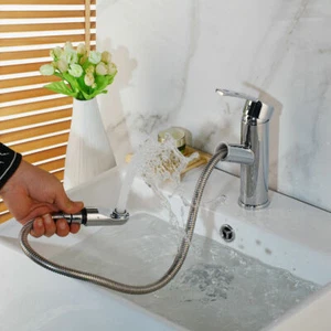 Pull-Out Spray Kitchen Faucet Swivel Spout Sink Single Handle Polished Mixer Tap - Picture 1 of 10