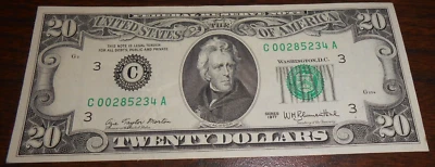 1977- $20 FEDERAL RESERVE NOTE - C 00285234 A - CHOICE UNC - Image 1 of 4