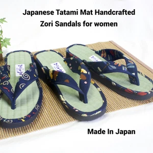 Japanese Women's Handcrafted Tatami Mat Zori Sandals Size M,L Made In Japan - Picture 1 of 19
