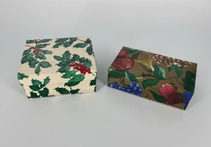 Vintage Christmas Holiday Seasonal Gift Boxes- Holly Berry & Mixed Fruit - Picture 1 of 12