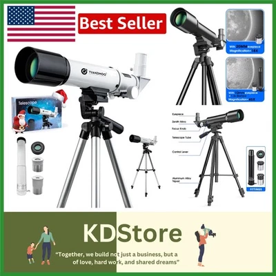 Kids & Beginner Portable Refractor Telescope 50mm, 360mm Focal, Smartphone - Image 1 of 4