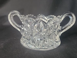 EAPG Antique Mckee Glass OMN Toltec Ca 1904 Clear Berry Sugar Bowl Press Cut - Picture 1 of 13