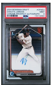 2024 BOWMAN DRAFT CHROME DAKOTA JORDAN AUTO PSA 9 - Picture 1 of 2