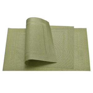 Place Mats 450x300mm 8pcs PVC Table Washable Woven Placemat, Green - Picture 1 of 5