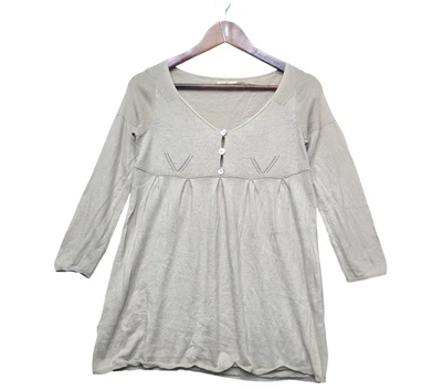 Max Studio Y2K Babydoll Cashmere Blend Top Womens S Brown Knit Long Sleeve - Image 1 of 4