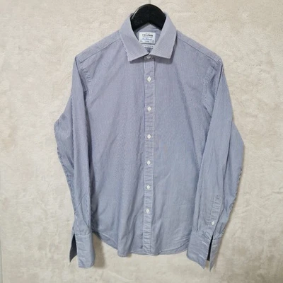 Camisa de vestir TM Lewin para hombre 15,5 34,5 azul marino a rayas puño francés ajustada mejor Foto 1 de 4