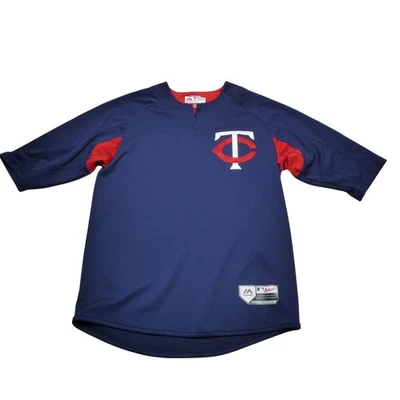 Minnesota Twins Shirt Mens Large Navy MLB Baseball Batting Practice Cool Base - Image 1 of 4