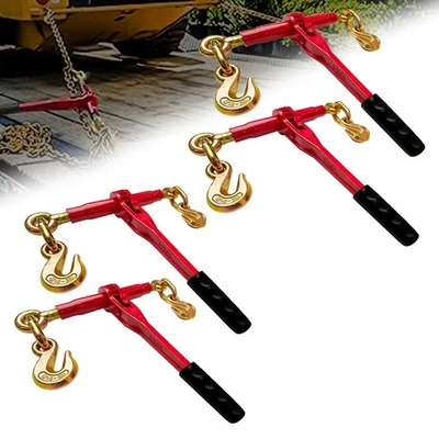 Carpetas de cadena de trinquete 5/16"" - 3/8"" | Paquete de 4 carpetas de carga con ganchos de horquilla | 5... Foto 1 de 4