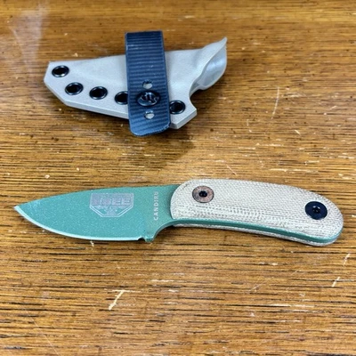 Cuchillo verde ESEE Candiru Rowen con funda Foto 1 de 4