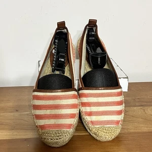 Tommy Hilfiger Size 8.5 M Salmon Espadrilles Shoes Fabric Women Stripes - Picture 1 of 9
